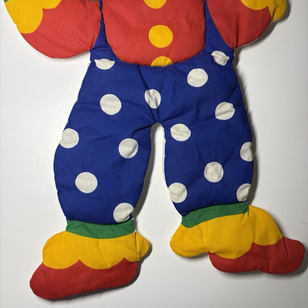 Vintage Fabric Clown Padded Nursery Wall Decor 30” Colorful Circus - Picture 3 of 10